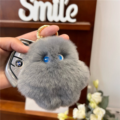Accesorii pentru chei din blană, drăguț, blană de iepure rex, minge de pluș, geantă de carte, pandantiv, cadou 2022, brelocuri, breloc pentru mașină, cu blană pufoasă, la modă
