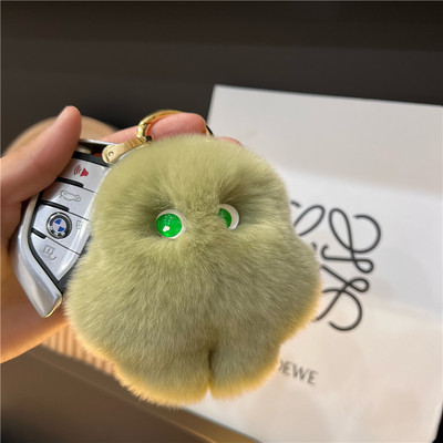 Accesorii pentru chei din blană, drăguț, blană de iepure rex, minge de pluș, geantă de carte, pandantiv, cadou 2022, brelocuri, breloc pentru mașină, cu blană pufoasă, la modă