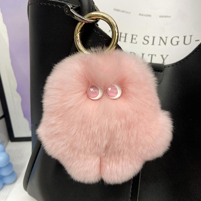 Accesorii pentru chei din blană, drăguț, blană de iepure rex, minge de pluș, geantă de carte, pandantiv, cadou 2022, brelocuri, breloc pentru mașină, cu blană pufoasă, la modă