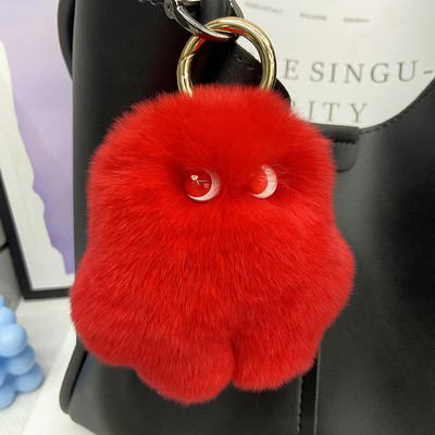 Accesorii pentru chei din blană, drăguț, blană de iepure rex, minge de pluș, geantă de carte, pandantiv, cadou 2022, brelocuri, breloc pentru mașină, cu blană pufoasă, la modă