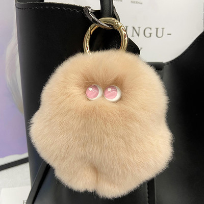 Accesorii pentru chei din blană, drăguț, blană de iepure rex, minge de pluș, geantă de carte, pandantiv, cadou 2022, brelocuri, breloc pentru mașină, cu blană pufoasă, la modă