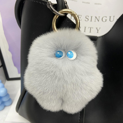 Accesorii pentru chei din blană, drăguț, blană de iepure rex, minge de pluș, geantă de carte, pandantiv, cadou 2022, brelocuri, breloc pentru mașină, cu blană pufoasă, la modă