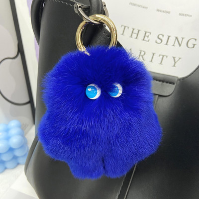 Accesorii pentru chei din blană, drăguț, blană de iepure rex, minge de pluș, geantă de carte, pandantiv, cadou 2022, brelocuri, breloc pentru mașină, cu blană pufoasă, la modă