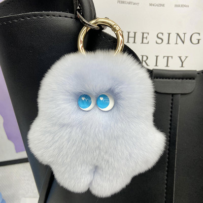 Accesorii pentru chei din blană, drăguț, blană de iepure rex, minge de pluș, geantă de carte, pandantiv, cadou 2022, brelocuri, breloc pentru mașină, cu blană pufoasă, la modă