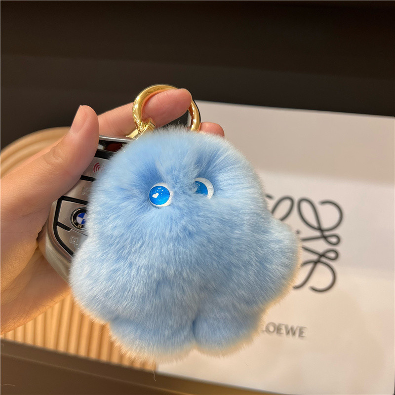 Accesorii pentru chei din blană, drăguț, blană de iepure rex, minge de pluș, geantă de carte, pandantiv, cadou 2022, brelocuri, breloc pentru mașină, cu blană pufoasă, la modă