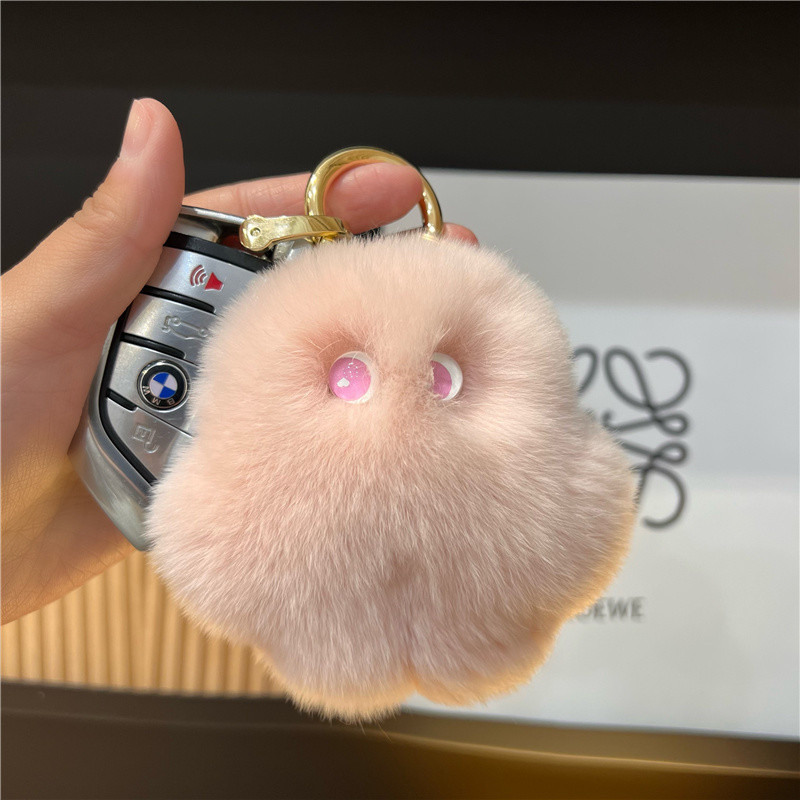Accesorii pentru chei din blană, drăguț, blană de iepure rex, minge de pluș, geantă de carte, pandantiv, cadou 2022, brelocuri, breloc pentru mașină, cu blană pufoasă, la modă
