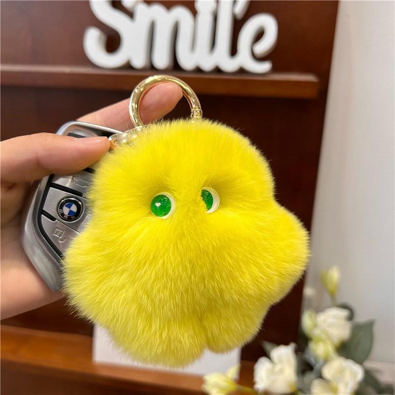 Accesorii pentru chei din blană, drăguț, blană de iepure rex, minge de pluș, geantă de carte, pandantiv, cadou 2022, brelocuri, breloc pentru mașină, cu blană pufoasă, la modă