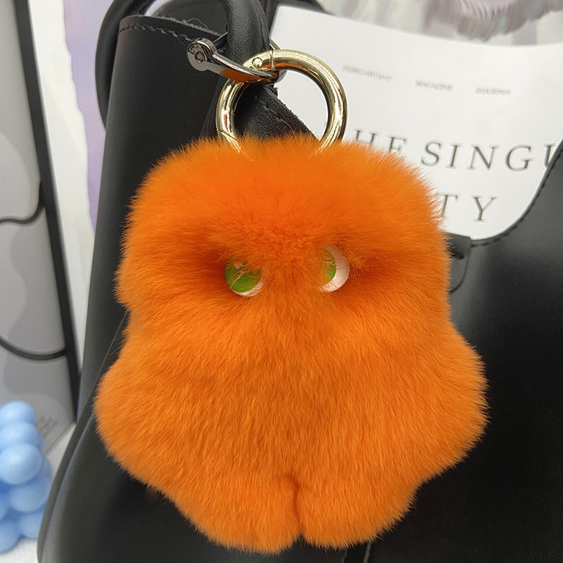Accesorii pentru chei din blană, drăguț, blană de iepure rex, minge de pluș, geantă de carte, pandantiv, cadou 2022, brelocuri, breloc pentru mașină, cu blană pufoasă, la modă