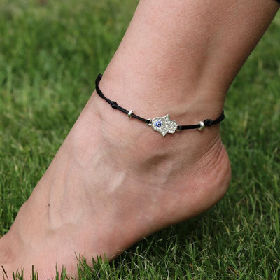 BPPCCR Classical Blue Evil Eye Fatima Hand Barefoot Anklets for Women Πολύχρωμα Χειροποίητα Σανδάλια Cheville Κόσμημα Κόσμημα Δώρο