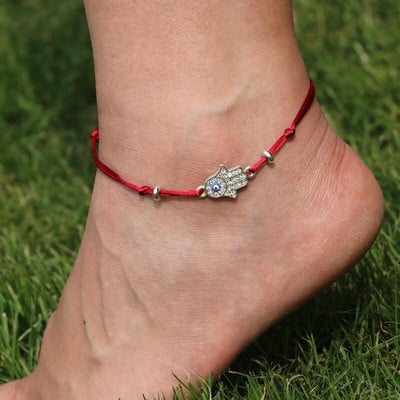 BPPCCR Classical Blue Evil Eye Fatima Hand Barefoot Anklets for Women Πολύχρωμα Χειροποίητα Σανδάλια Cheville Κόσμημα Κόσμημα Δώρο