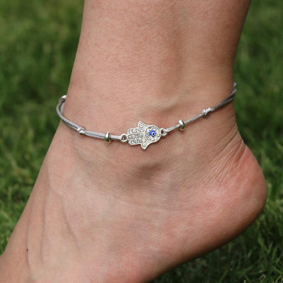 BPPCCR Classical Blue Evil Eye Fatima Hand Barefoot Anklets for Women Πολύχρωμα Χειροποίητα Σανδάλια Cheville Κόσμημα Κόσμημα Δώρο