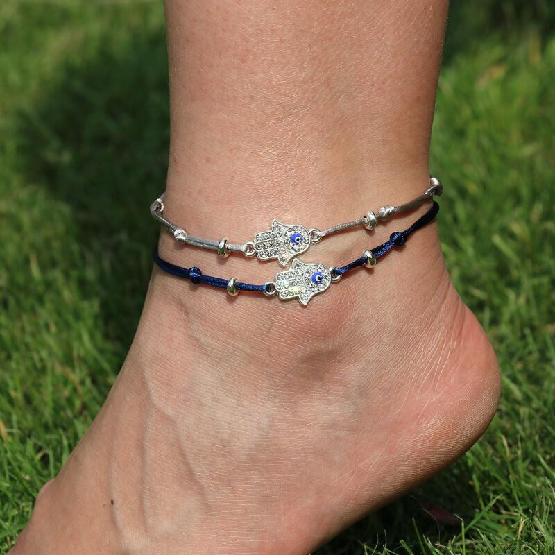 BPPCCR Classical Blue Evil Eye Fatima kézi mezítlábas bokaláncok nőknek Többszínű kézzel készített Cheville szandál bokalánc ékszer ajándék