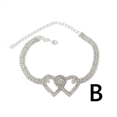 Rafinat gleznă cu zircon cu inimă dublă pentru femei Europa și America, sexy, strălucitoare, cu strasuri, încălțăminte de plajă, bijuterii de vară la modă