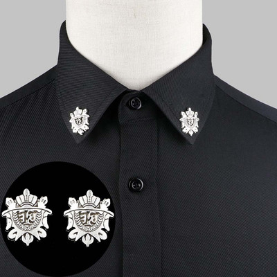 1 pereche de broșe la modă pentru guler de cămașă, frunze de copac, leopard de dragon, coroană triunghiulară, pentru bărbați, femei, accesoriu de uzură zilnică