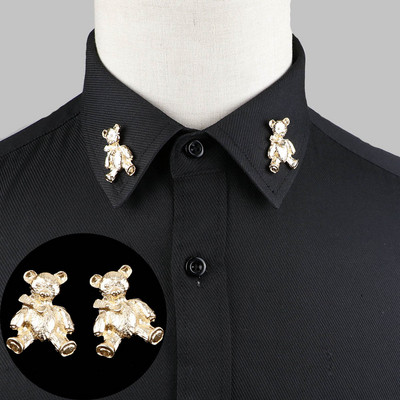 1 pereche de broșe la modă pentru guler de cămașă, frunze de copac, leopard de dragon, coroană triunghiulară, pentru bărbați, femei, accesoriu de uzură zilnică