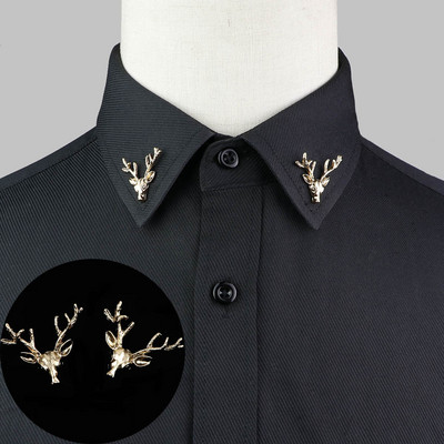 1 pereche de broșe la modă pentru guler de cămașă, frunze de copac, leopard de dragon, coroană triunghiulară, pentru bărbați, femei, accesoriu de uzură zilnică