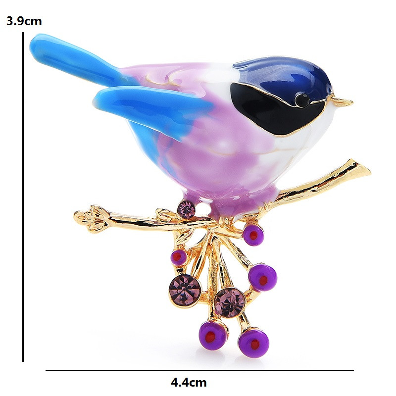 Wuli&baby Broșe pentru păsări emailate, în 4 culori, pentru femei, mănâncă minunat, pasăre de fasole roșie, pentru birou, pentru petrecere, broșă, ace, cadouri