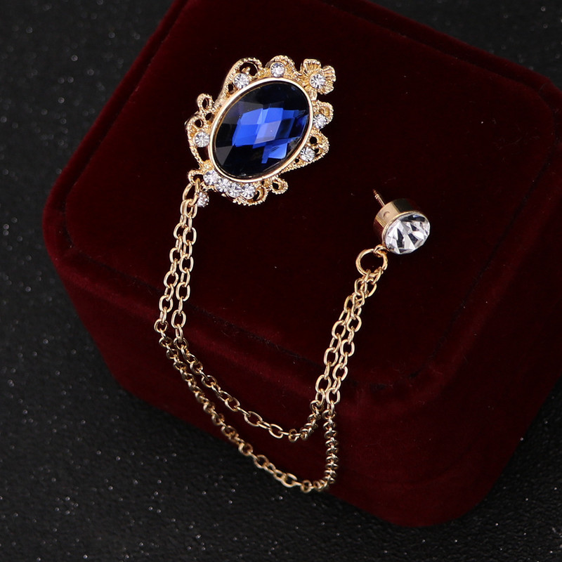 i-Remiel Fashion Nouă Broșe cu lanț cu ciucuri de cristal, costum de personalitate, insignă, rochie, braș, broșă, bijuterii, accesorii de lux pentru bărbați