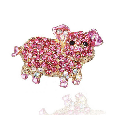 2020 broșe cu animale de porc roz pentru femei ace drăguțe cu strass broșe cu cristal strălucitor pentru fete broșă pentru rochie ace bijuterii