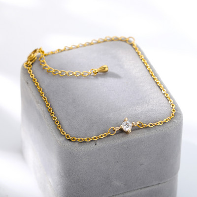 Nerūsējošā tērauda zelta krāsas rokassprādze sievietēm apaļa Lucky cirkona šarmu ķēde rokassprādze Rotassprādze Dāvana Bijoux Femme Silber
