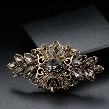 Sunspicems Vintage Bohemia Women Brooch Full Crystal Indian Turkish Banquet Jewelry Ethnic Flower Brooches Pins Retro Gold Color