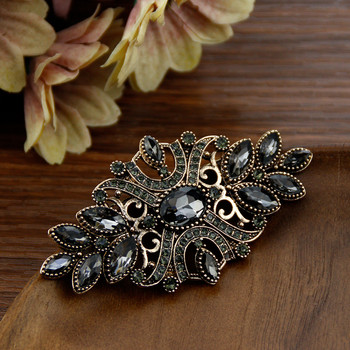 Sunspicems Vintage Bohemia Women Brooch Full Crystal Indian Turkish Banquet Jewelry Ethnic Flower Brooches Pins Retro Gold Color