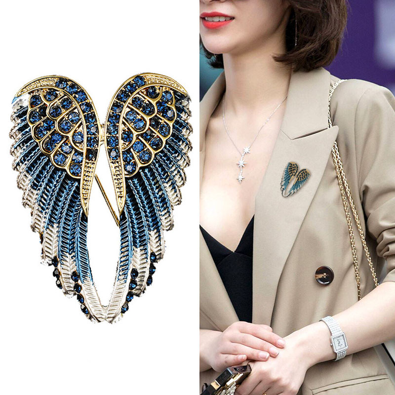 Noua Aripi De Înger Albastru Bijuterii Broșe Pentru Femei Corsaj Costum Pin Accesorii Moda