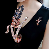 Broșe cu urechi de grâu cu strass în 2 culori pentru femei Broșă elegantă pentru plante, bijuterii, accesorii pentru haine, cadou