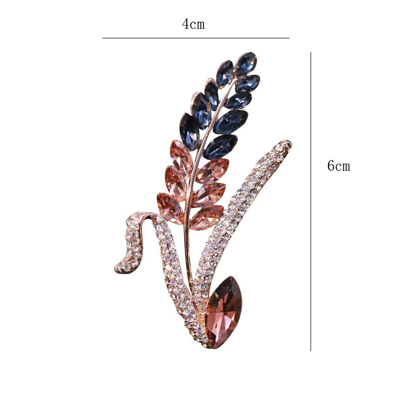 Broșe cu urechi de grâu cu strass în 2 culori pentru femei Broșă elegantă pentru plante, bijuterii, accesorii pentru haine, cadou