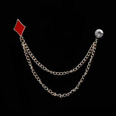 Nova robna marka Mali broš s lančićem za poker s kićankama Za Cool muškarca Ženu Party Bar Chic Odijelo od legure cinka Na reveru Unisex dodaci