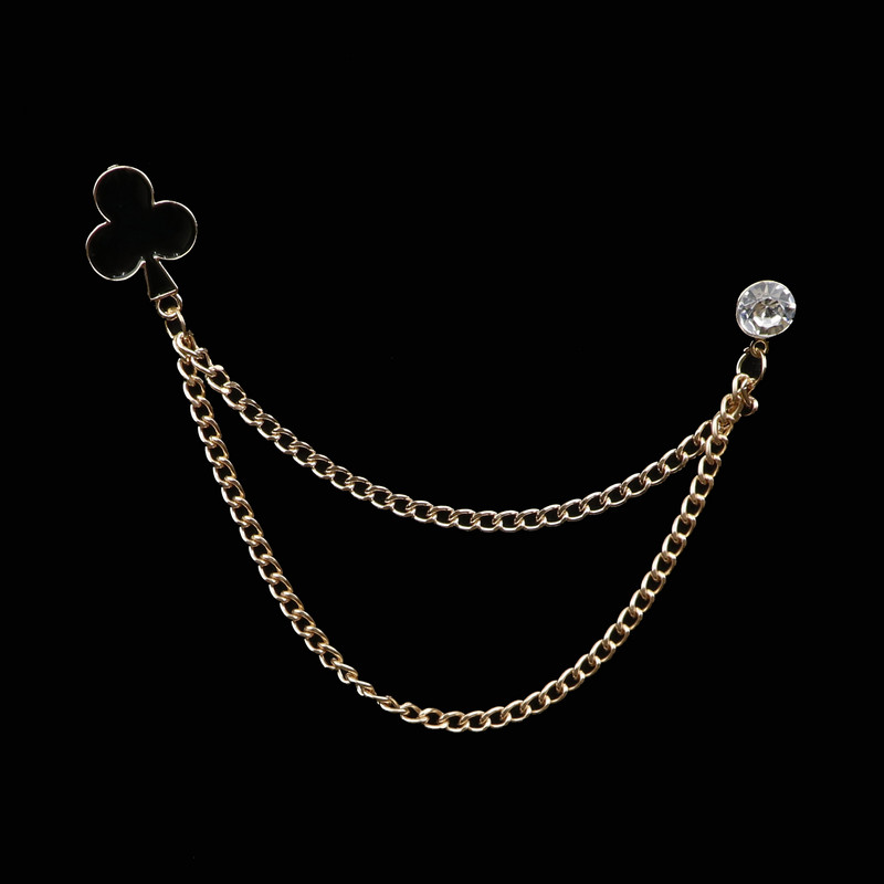 Nova robna marka Mali broš s lančićem za poker s kićankama Za Cool muškarca Ženu Party Bar Chic Odijelo od legure cinka Na reveru Unisex dodaci