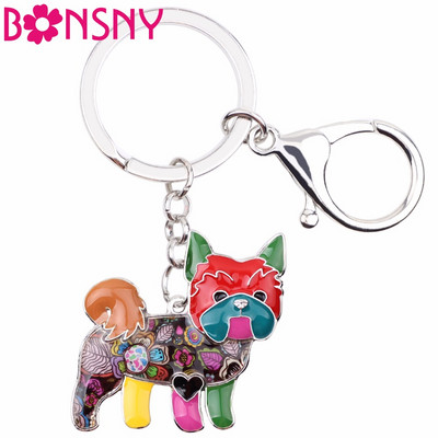 Bonsny Email Yorkie Yorkshire Dog Breloc Breloc 2017 Bijuterii Noi Pentru Femei Pandantiv Geanta Suport cheie Auto Accesorii Breloc