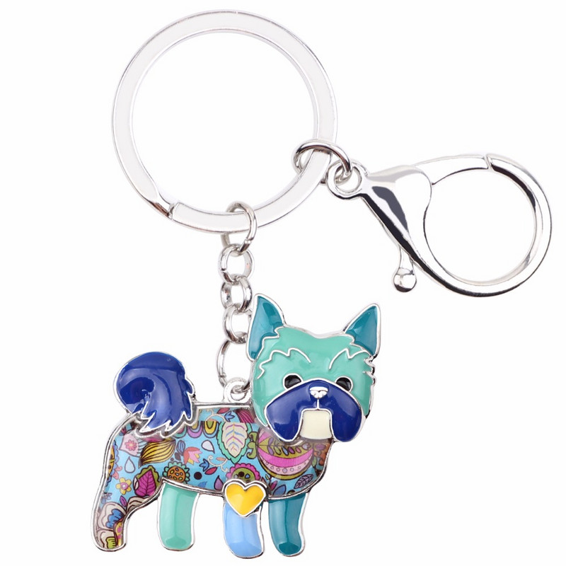 Bonsny Enamel Yorkie Yorkshire kutya kulcstartó kulcstartó 2017 új ékszerek női táska medál autós kulcstartó kulcstartó tartozékok