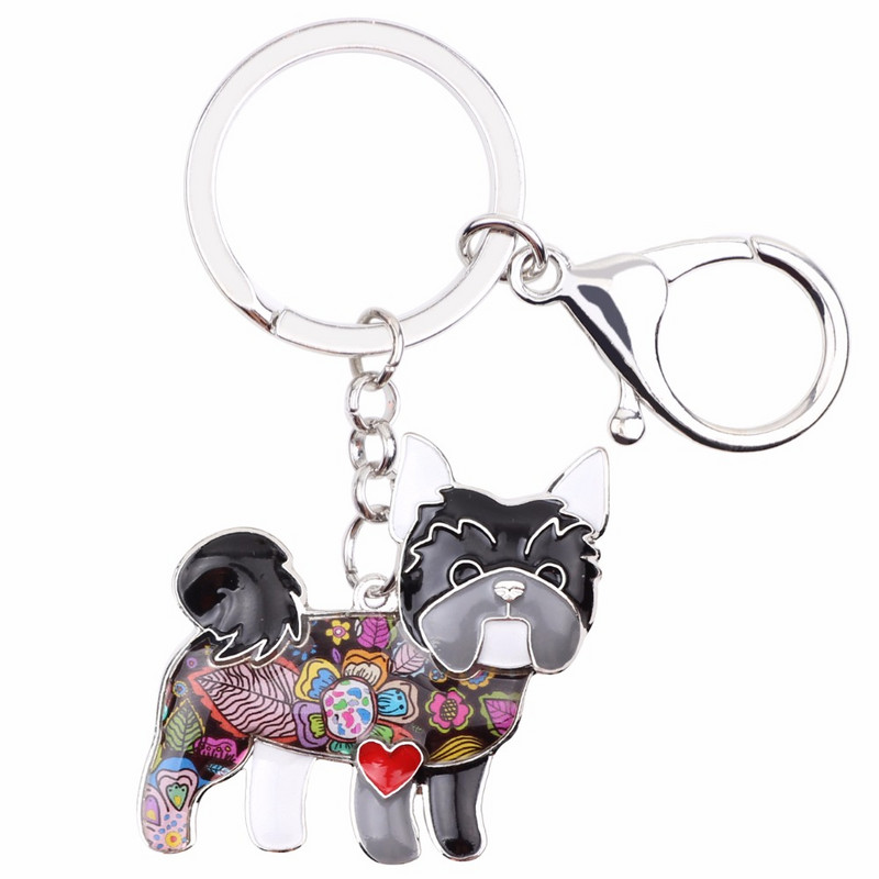 Bonsny Enamel Yorkie Yorkshire kutya kulcstartó kulcstartó 2017 új ékszerek női táska medál autós kulcstartó kulcstartó tartozékok