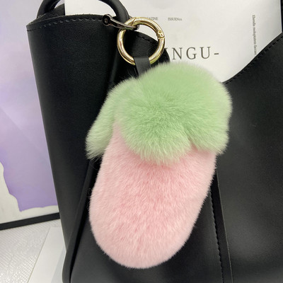 Drăguț din blană de iepure rex real, breloc cu pandantiv poștă de mână, farmec ornamente pentru femei, jucării de pluș, vinete, breloc pentru mașină, bibelouri pufoase