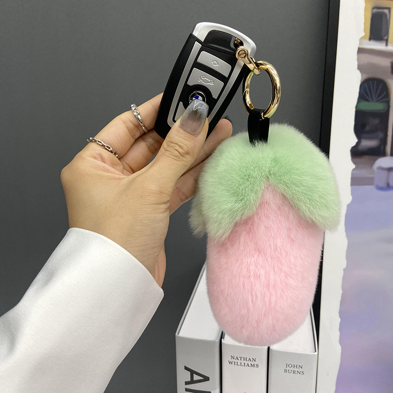 Drăguț din blană de iepure rex real, breloc cu pandantiv poștă de mână, farmec ornamente pentru femei, jucării de pluș, vinete, breloc pentru mașină, bibelouri pufoase