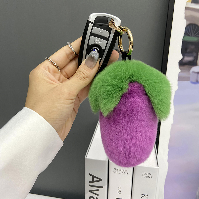 Drăguț din blană de iepure rex real, breloc cu pandantiv poștă de mână, farmec ornamente pentru femei, jucării de pluș, vinete, breloc pentru mașină, bibelouri pufoase