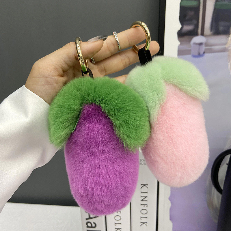 Drăguț din blană de iepure rex real, breloc cu pandantiv poștă de mână, farmec ornamente pentru femei, jucării de pluș, vinete, breloc pentru mașină, bibelouri pufoase
