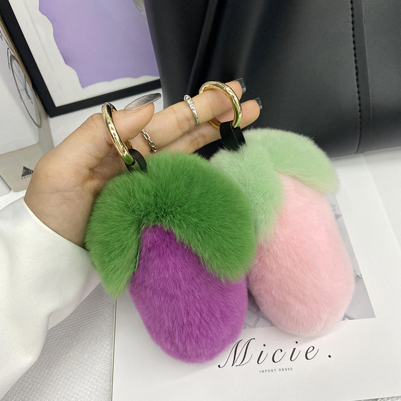 Drăguț din blană de iepure rex real, breloc cu pandantiv poștă de mână, farmec ornamente pentru femei, jucării de pluș, vinete, breloc pentru mașină, bibelouri pufoase