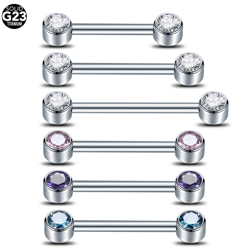 1 buc titan filet intern opal mamelon bar 14G piercing limba CZ bezel-set mamelon barbell mamilo piercing femei bijuterii