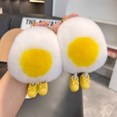 Lanț de chei pentru mașină, păr de iepure adevărat, pungă de ou fiert cadou pandantiv, 2022, brelocuri noi, accesorii, suport pentru chei de pluș, cadou drăguț de zi de naștere