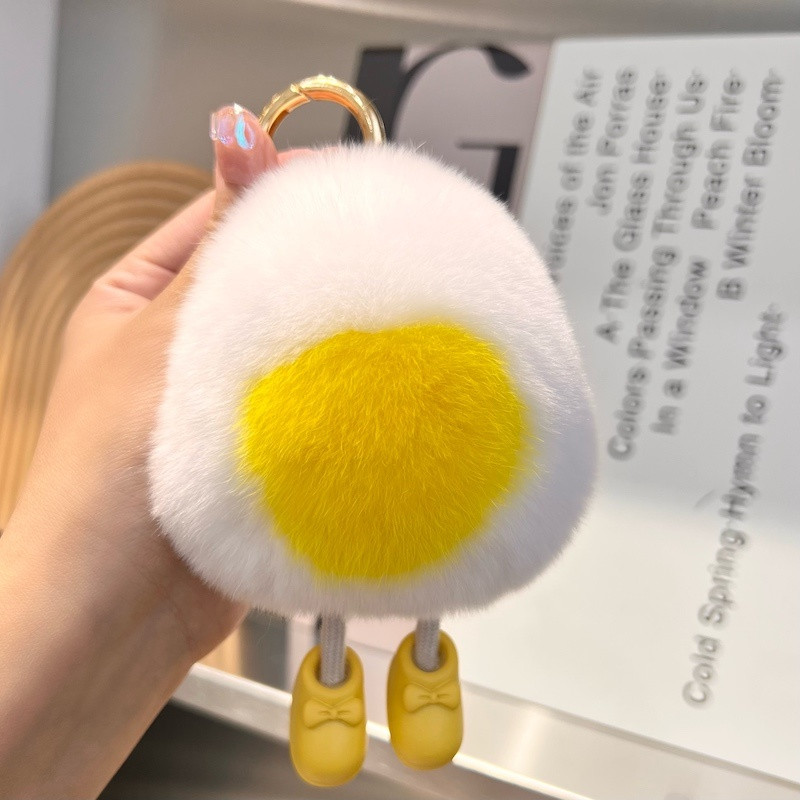 Lanț de chei pentru mașină, păr de iepure adevărat, pungă de ou fiert cadou pandantiv, 2022, brelocuri noi, accesorii, suport pentru chei de pluș, cadou drăguț de zi de naștere