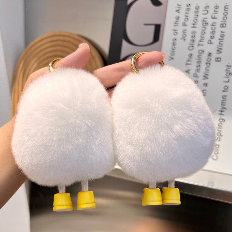 Lanț de chei pentru mașină, păr de iepure adevărat, pungă de ou fiert cadou pandantiv, 2022, brelocuri noi, accesorii, suport pentru chei de pluș, cadou drăguț de zi de naștere