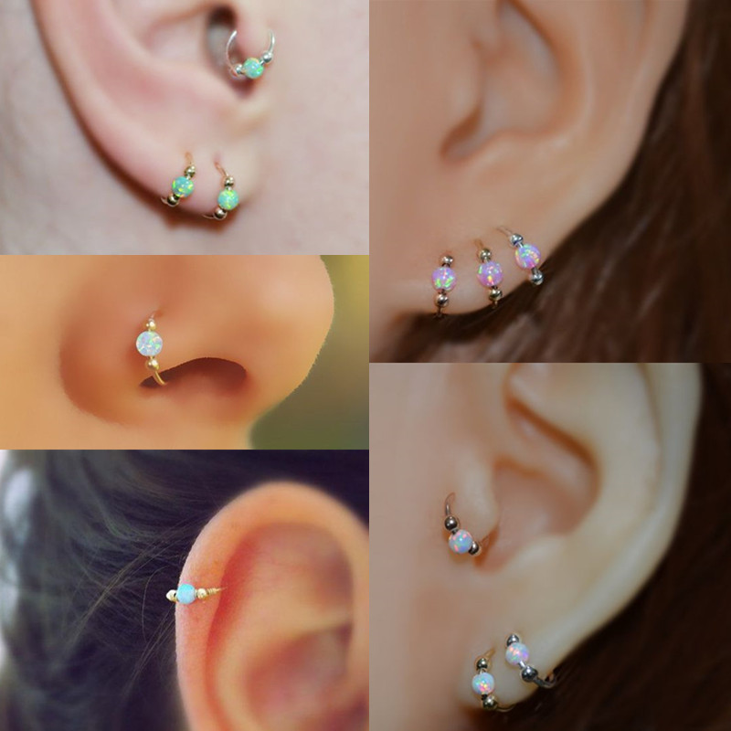 1 piesa Opal Daith Piercing Cercel Boho Fals Inel pentru nas Cartilage Piercing Cercei Tragus Faux Piercing Nas Bijuterii Rook Helix