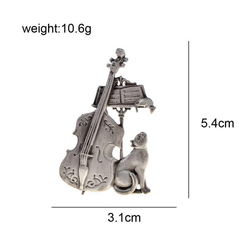 CINDY XIANG Broșe de metal pentru vioară pentru chitară pentru femei și bărbați 2 culori vintage punk drăguț animal broșă ace bijuterii cadou de Crăciun
