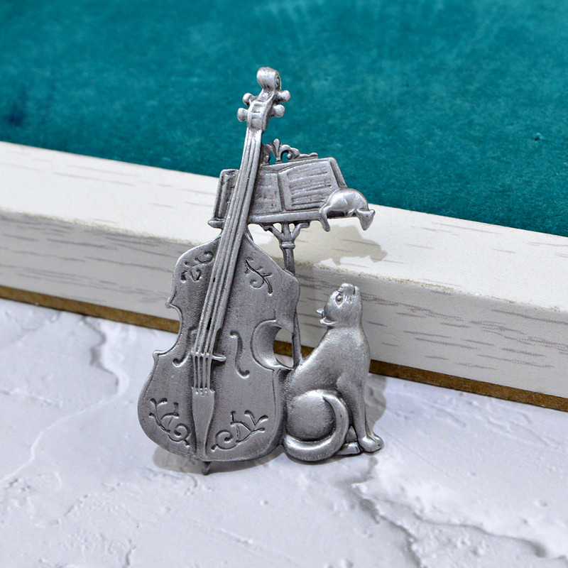 CINDY XIANG Broșe de metal pentru vioară pentru chitară pentru femei și bărbați 2 culori vintage punk drăguț animal broșă ace bijuterii cadou de Crăciun