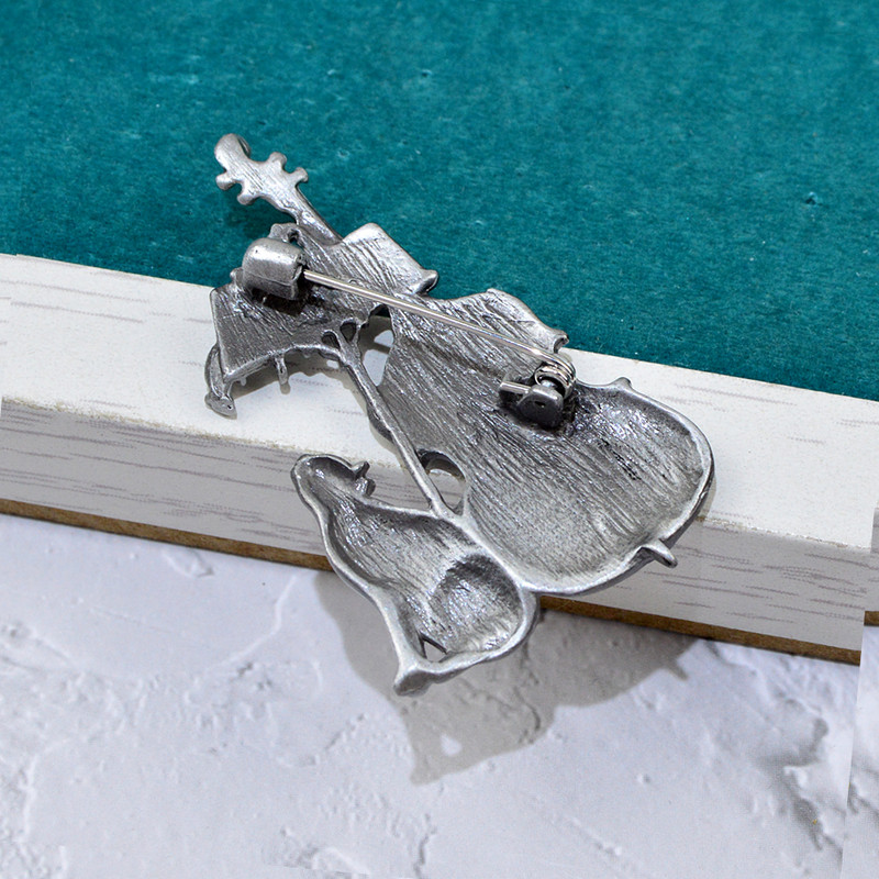 CINDY XIANG Broșe de metal pentru vioară pentru chitară pentru femei și bărbați 2 culori vintage punk drăguț animal broșă ace bijuterii cadou de Crăciun
