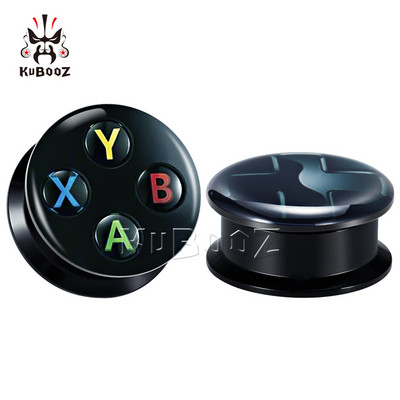 KUBOOZ Fashion Maner Camera Cheie Acrilic Suruburi pentru urechi Manometre Expansoare dopuri pentru urechi Tuneluri Bijuterii pentru corp Piercing Cercei Cadou 2BUC