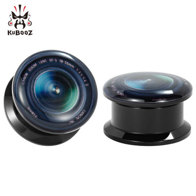 KUBOOZ Fashion Maner Camera Cheie Acrilic Suruburi pentru urechi Manometre Expansoare dopuri pentru urechi Tuneluri Bijuterii pentru corp Piercing Cercei Cadou 2BUC