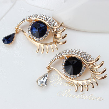 Xingyunday Fashion 2021 Angel Tear Eye Lashes Брошка Женски кристален темперамент Елегантни и сладки аксесоари за облекло